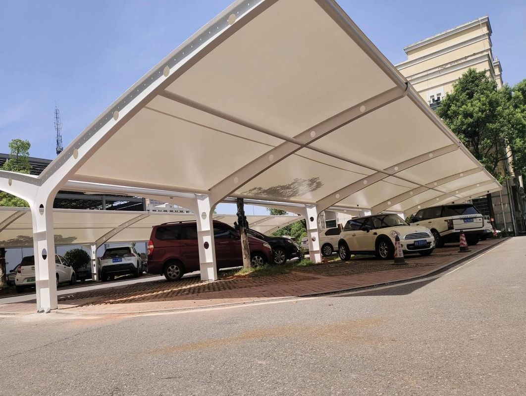 PVDF vải màng kéo ngoài trời trường học Carport canopy bóng cho bãi đậu xe