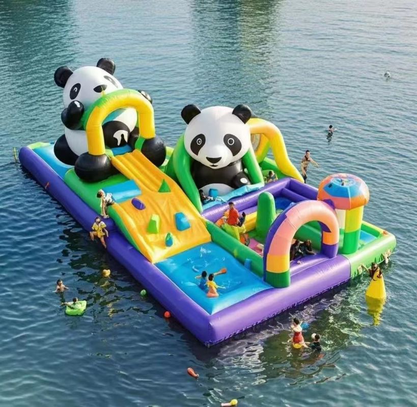 Nhà nhảy thương mại Lâu đài bơm dành cho trẻ em Công viên nước trò chơi Đường trượt nước Panda