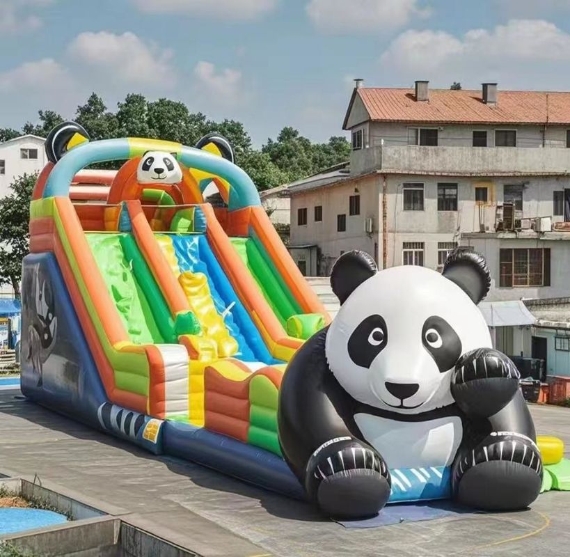 Animal Panda Lâu đài bơm nước Slide Bounce House Lâu đài nhảy trong nhà đầy màu sắc Lâu đài nhảy thương mại