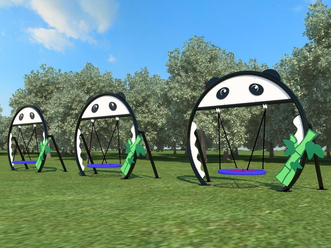 Bàn chơi vườn màu xanh lá cây hình Panda Kids Outdoor Swing Chair 230cm Commercial Swing Set