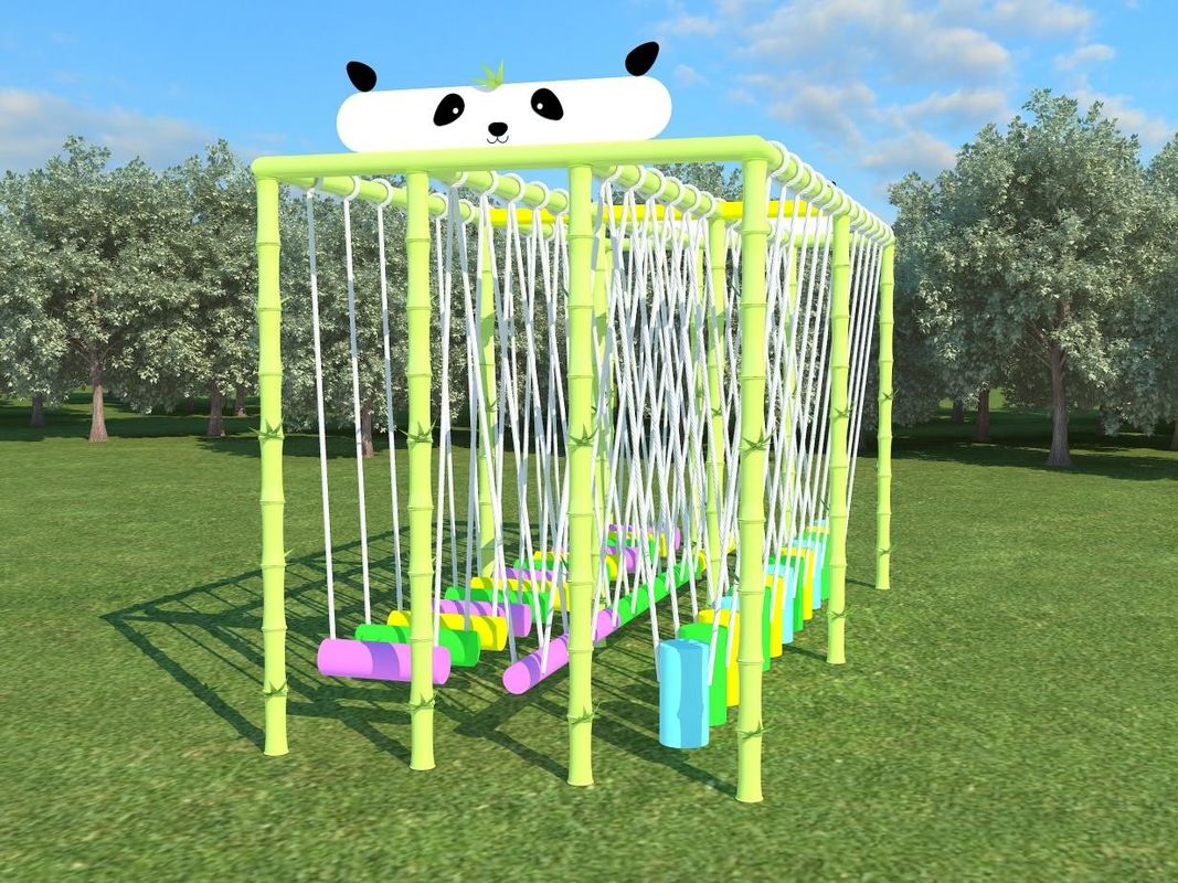 Bàn chơi vườn màu xanh lá cây hình Panda Kids Outdoor Swing Chair 230cm Commercial Swing Set
