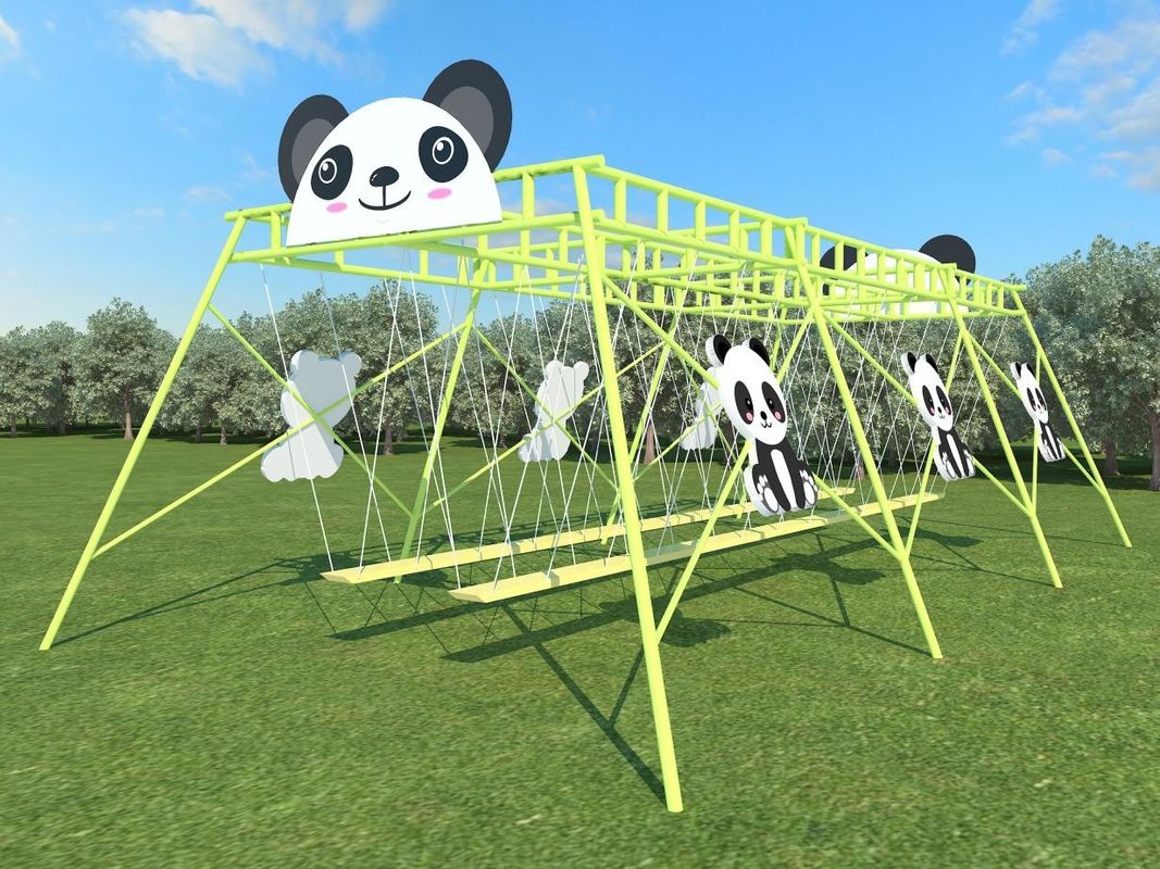 Bàn chơi vườn màu xanh lá cây hình Panda Kids Outdoor Swing Chair 230cm Commercial Swing Set