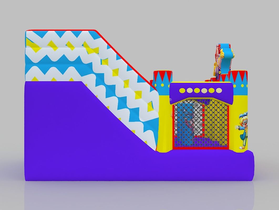 Lâu đài bơm trẻ em màu vàng xanh ngoài trời Bounce House nhảy Lâu đài thuê với trượt
