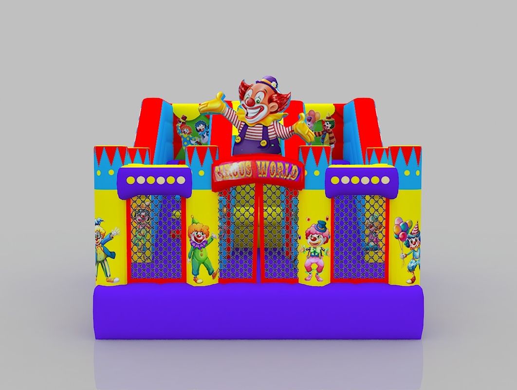 Lâu đài bơm trẻ em màu vàng xanh ngoài trời Bounce House nhảy Lâu đài thuê với trượt