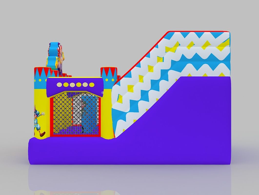 Lâu đài bơm trẻ em màu vàng xanh ngoài trời Bounce House nhảy Lâu đài thuê với trượt