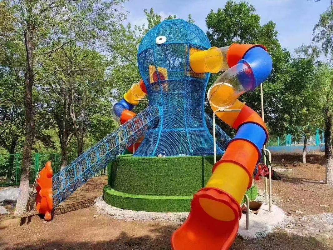 Nhà chơi công viên đầy màu sắc kỳ diệu ngoài trời chủ đề Bạch tuộc, cầu trượt sân chơi trẻ em